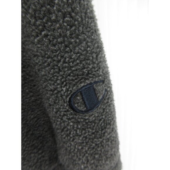 VINTAGE Champion Sweater Large Jacket Fleece Pullover 1/4 Zip Logo Y2K - Picture 4 of 13